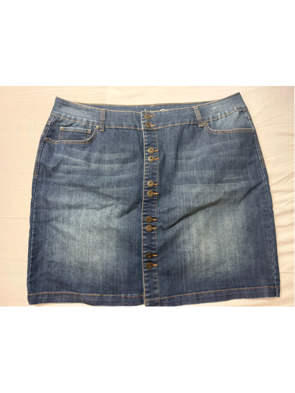 INC Denim Mini Skirt Size 18W Blue Button Front